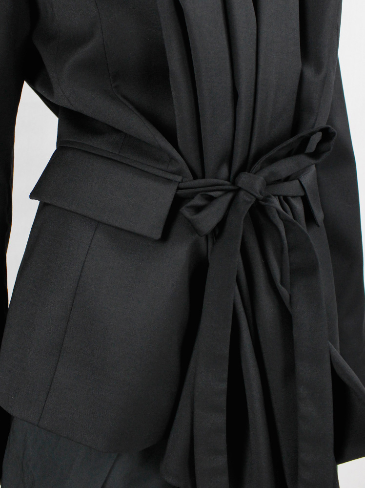 vintage A F Vandevorst black jacket with oversized shawl collar tied in the front fall 2009 (7)