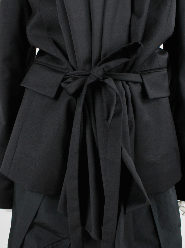 vintage A F Vandevorst black jacket with oversized shawl collar tied in the front fall 2009 (8)