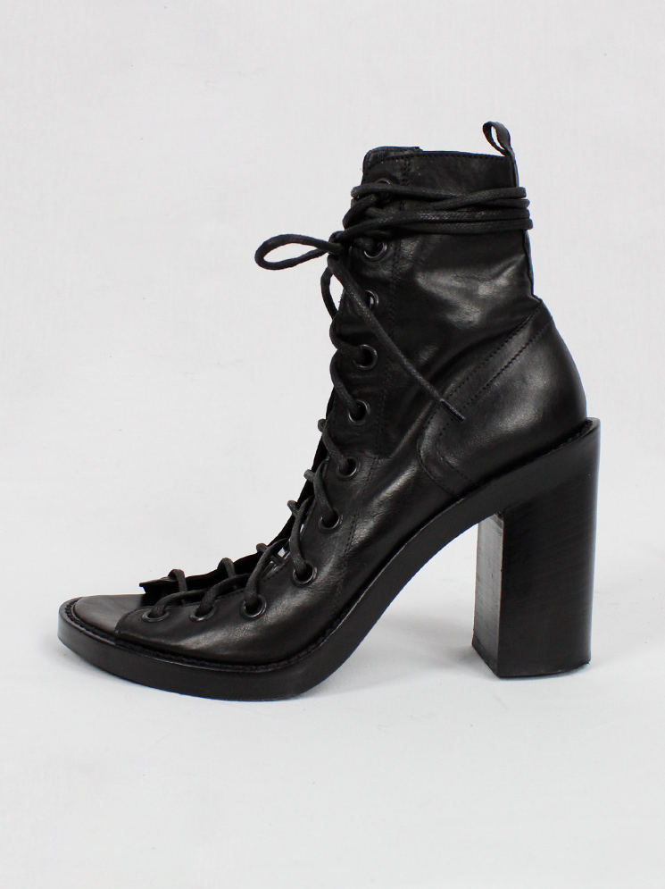 vintage Ann Demeulemeester Blanche black sandals with corset lacing resort 2013 (17)
