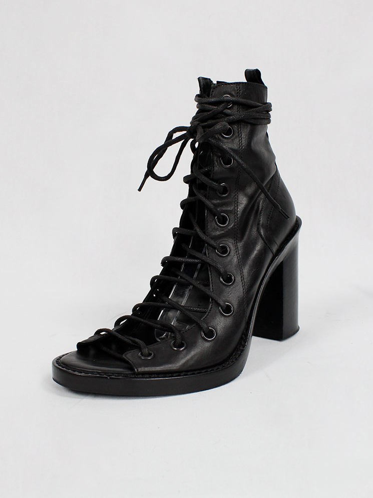 vintage Ann Demeulemeester Blanche black sandals with corset lacing resort 2013 (18)