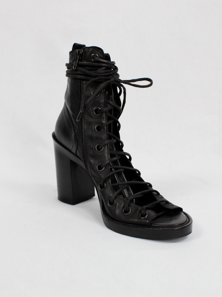 vintage Ann Demeulemeester Blanche black sandals with corset lacing resort 2013 (20)