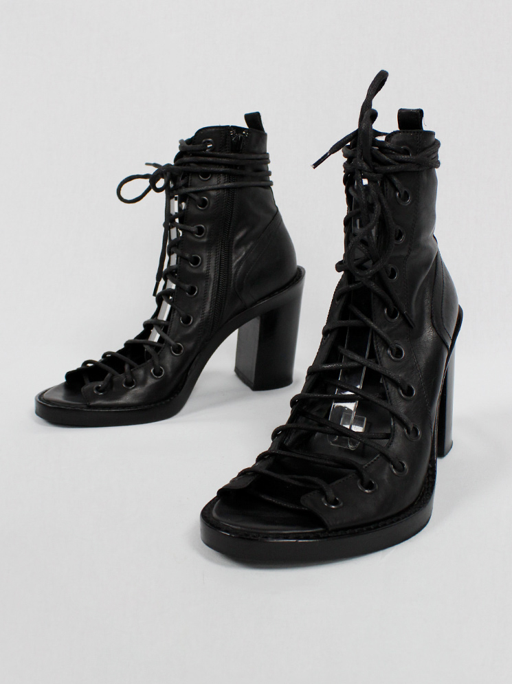 vintage Ann Demeulemeester Blanche black sandals with corset lacing resort 2013 (7)