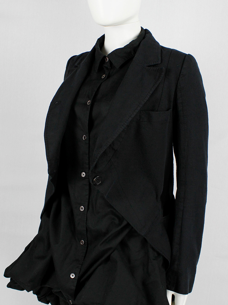 vintage Ann Demeulemeester black cutaway jacket with overlapping neckline spring 2007 (1)