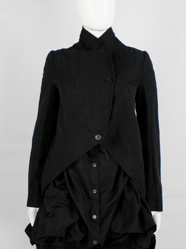 vintage Ann Demeulemeester black cutaway jacket with overlapping neckline spring 2007 (2)