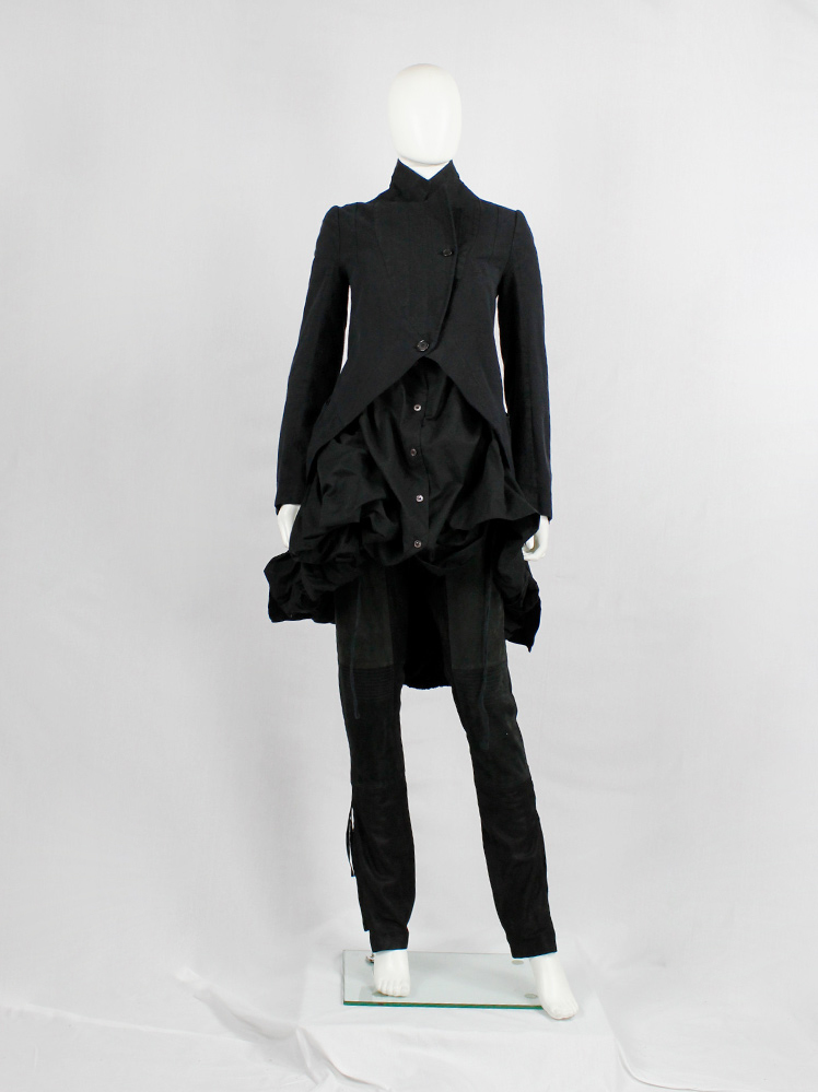 vintage Ann Demeulemeester black cutaway jacket with overlapping neckline spring 2007 (5)