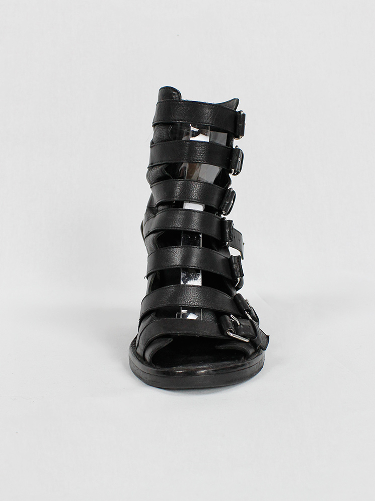 vintage Ann Demeulemeester black gladiator wedge sandals with buckle belts runway spring 2010 (15)