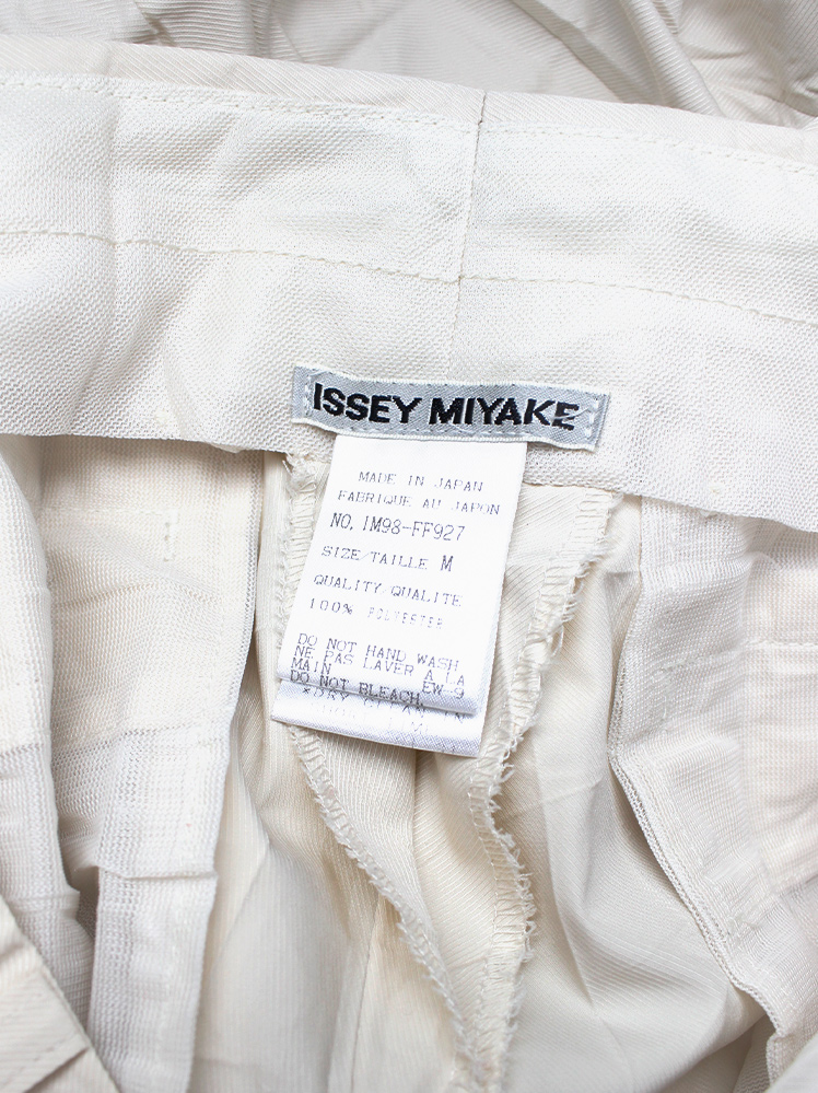 vintage Issey Miyake off-white straight trousers with pressed waffle texture (10)
