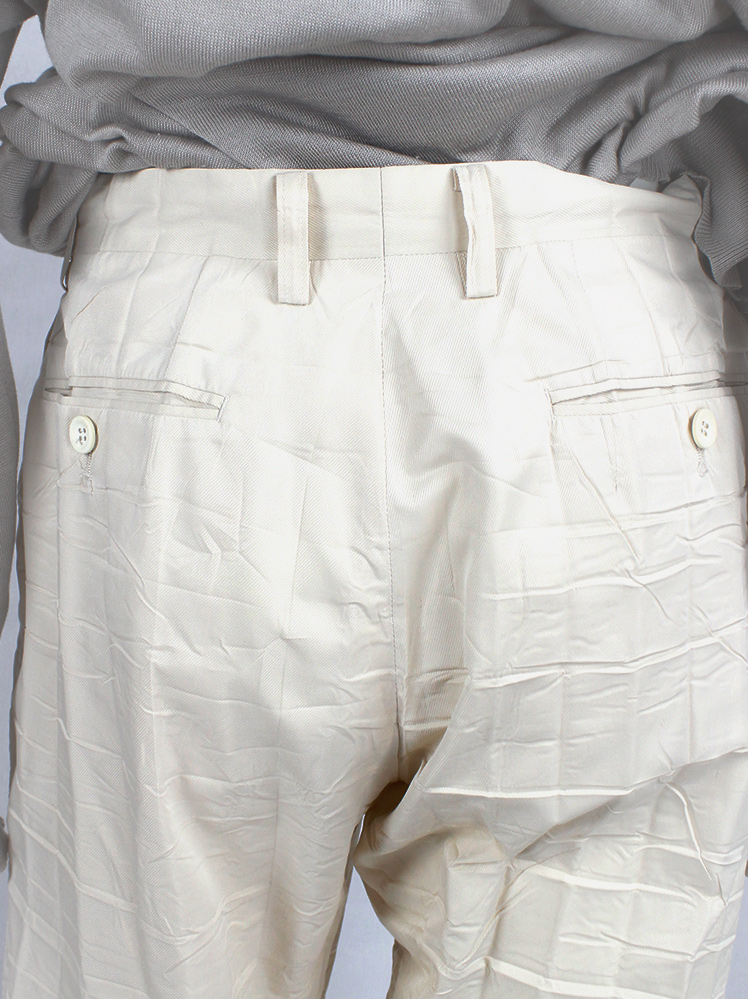 vintage Issey Miyake off-white straight trousers with pressed waffle texture (4)