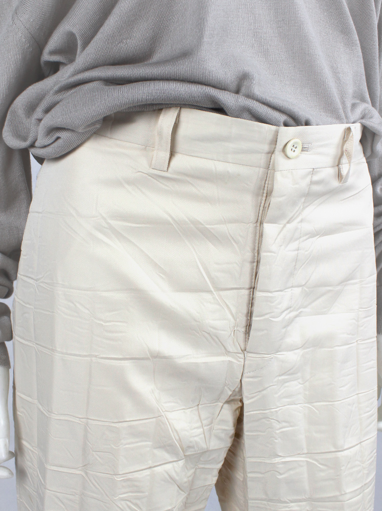 vintage Issey Miyake off-white straight trousers with pressed waffle texture (7)