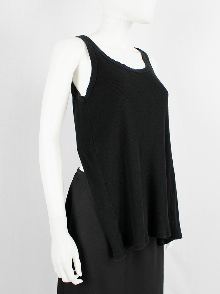 vintage Maison Martin Margiela black backless tanktop draped on the front of the body spring 2004 (2)