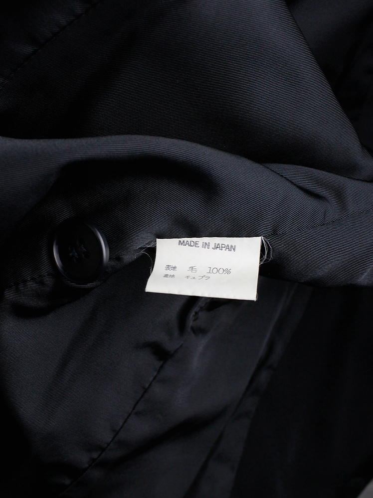 vintage Y’s Yohji Yamamoto black double breasted coat with four pockets 1980s 70s (12)