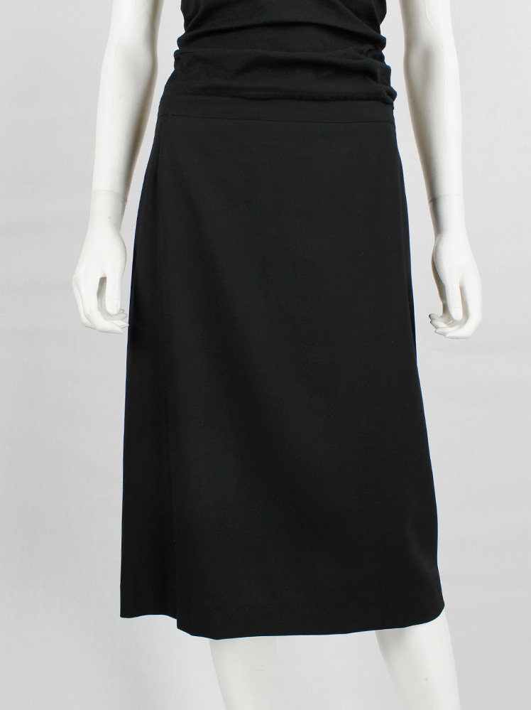 Maison Martin Margiela black oversized skirt tailored outwards with split zipper fall 2005 (1)