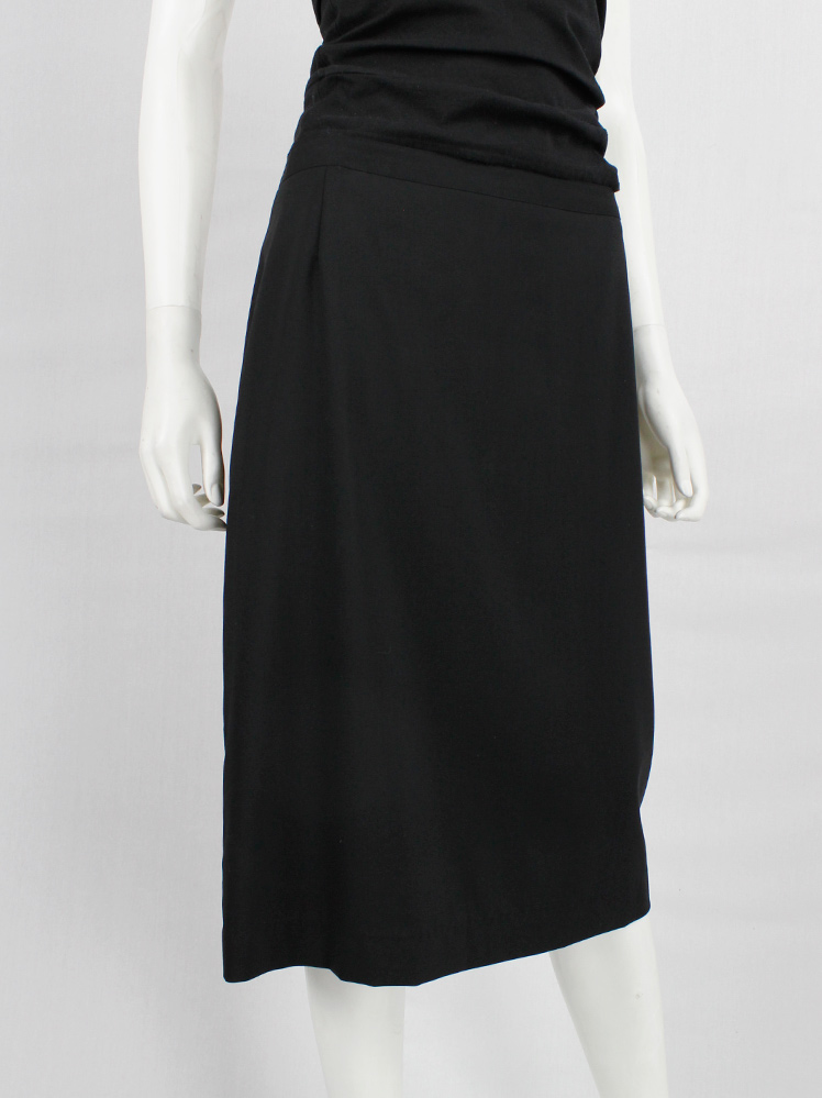 Maison Martin Margiela black oversized skirt tailored outwards with split zipper fall 2005 (2)