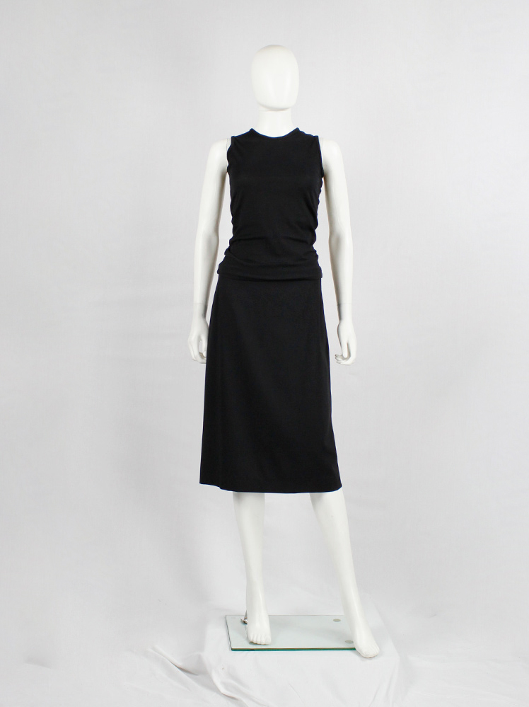 Maison Martin Margiela black oversized skirt tailored outwards with split zipper fall 2005 (3)