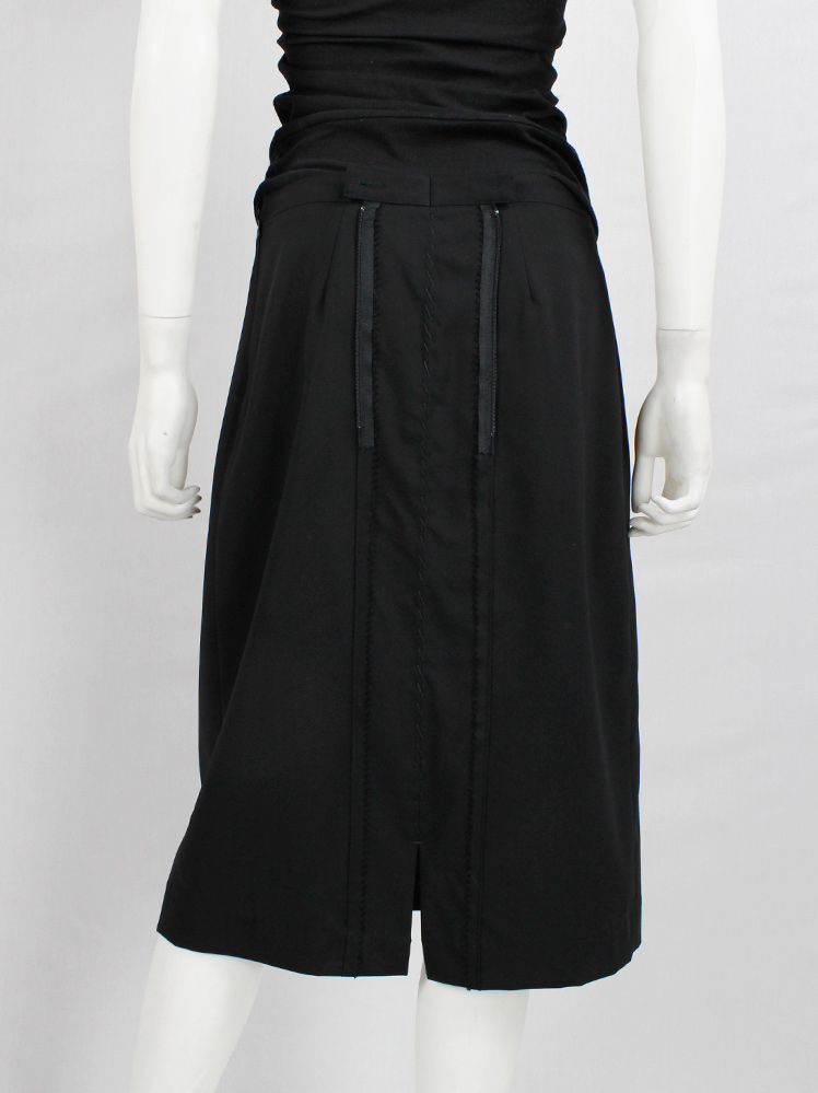 Maison Martin Margiela black oversized skirt tailored outwards with split zipper fall 2005 (5)
