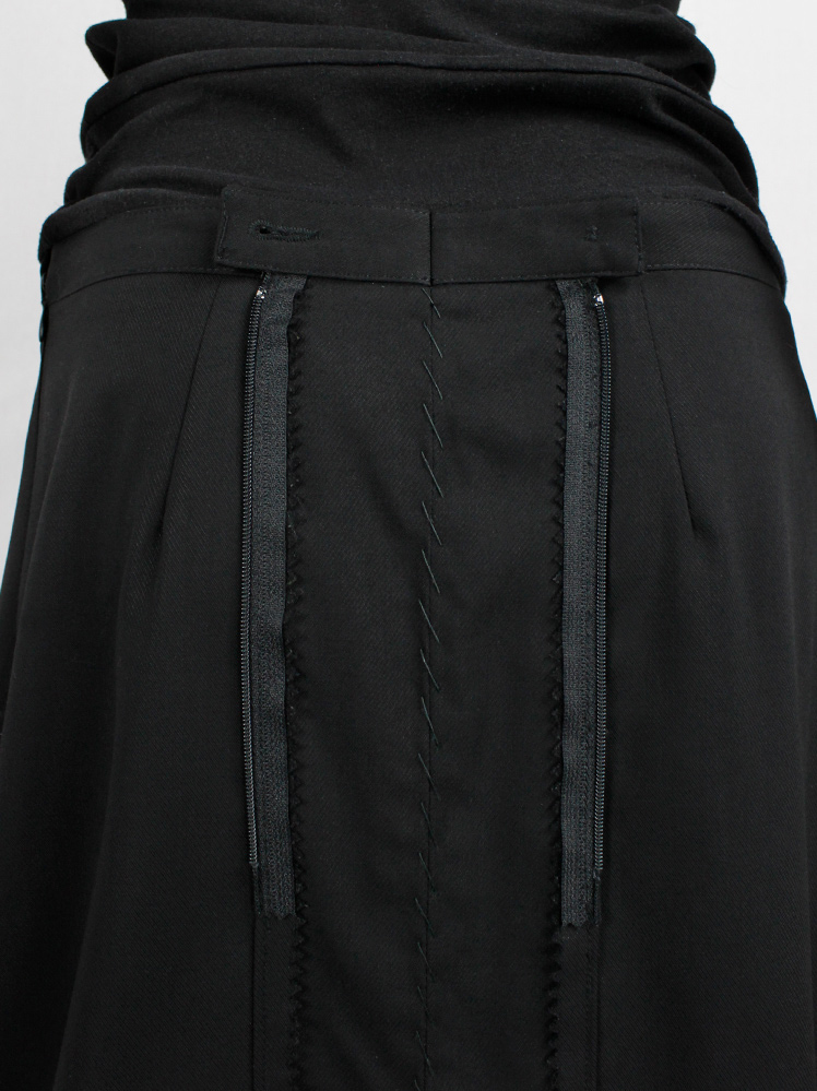 Maison Martin Margiela black oversized skirt tailored outwards with split zipper fall 2005 (6)