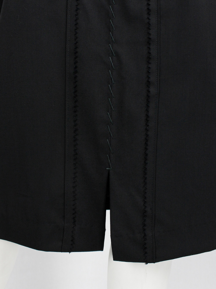 Maison Martin Margiela black oversized skirt tailored outwards with split zipper fall 2005 (7)
