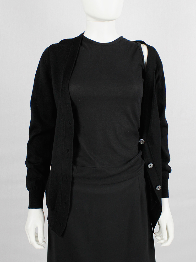 Maison Martin Margiela black stretched out cardigan hanging off the shoulder fall 2007 (10)