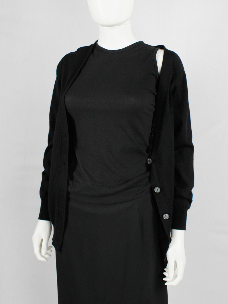 Maison Martin Margiela black stretched out cardigan hanging off the shoulder fall 2007 (11)