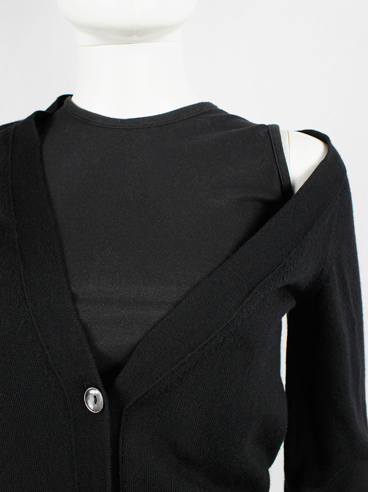 Maison Martin Margiela black stretched out cardigan hanging off the shoulder fall 2007 (13)