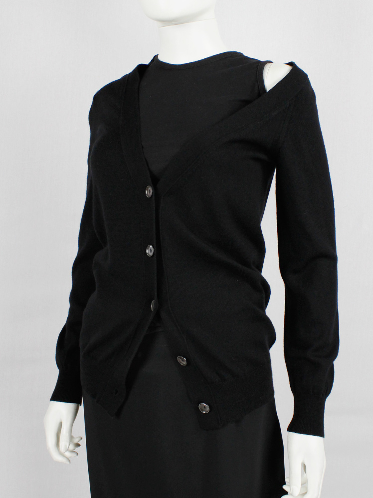 Maison Martin Margiela black stretched out cardigan hanging off the shoulder fall 2007 (15)