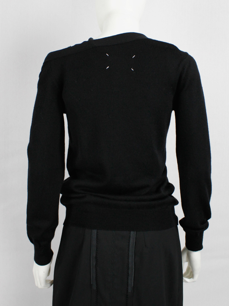 Maison Martin Margiela black stretched out cardigan hanging off the shoulder fall 2007 (3)