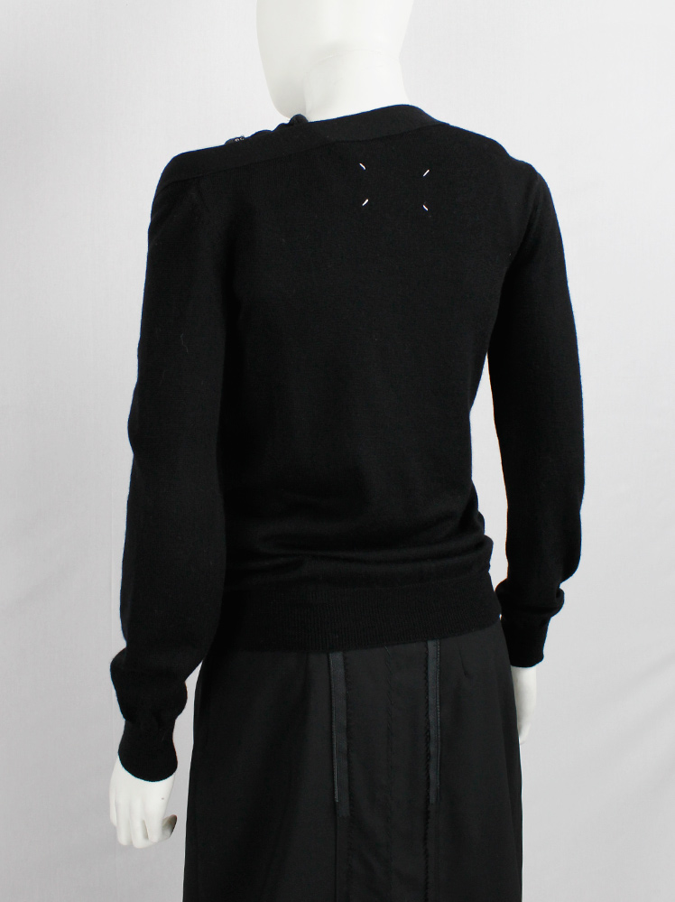 Maison Martin Margiela black stretched out cardigan hanging off the shoulder fall 2007 (4)