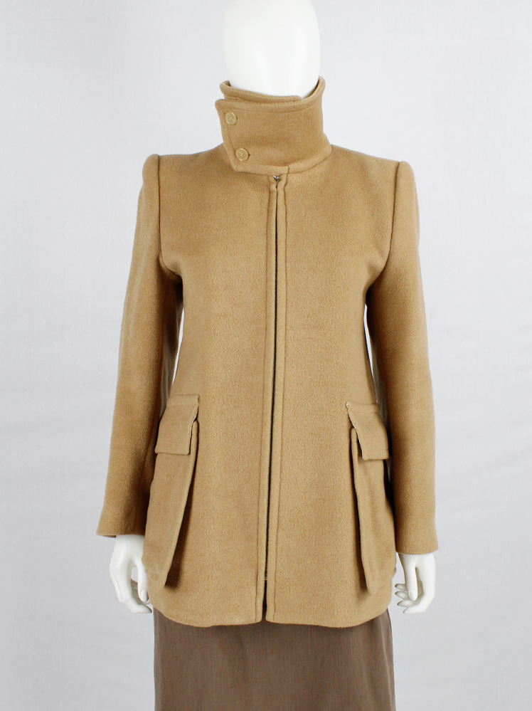 Maison Martin Margiela camel coat with asymmetric collar and large attached pockets fall 1996 (1)