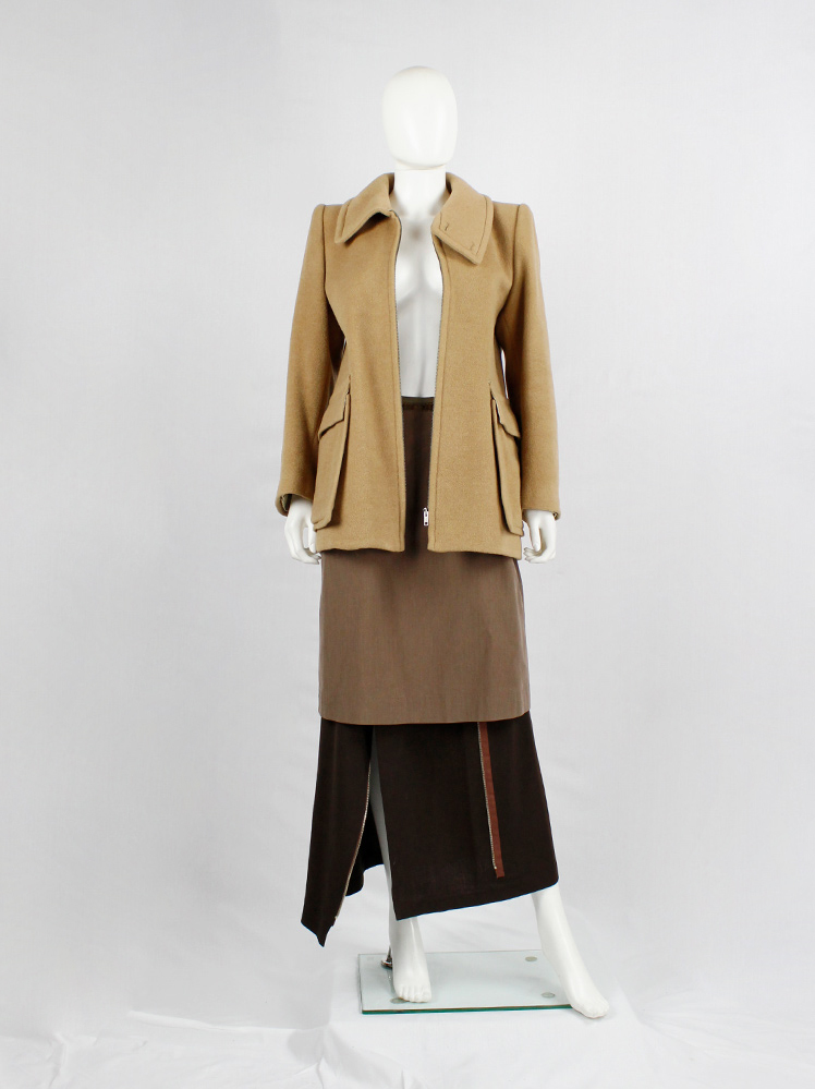 Maison Martin Margiela camel coat with asymmetric collar and large attached pockets fall 1996 (13)
