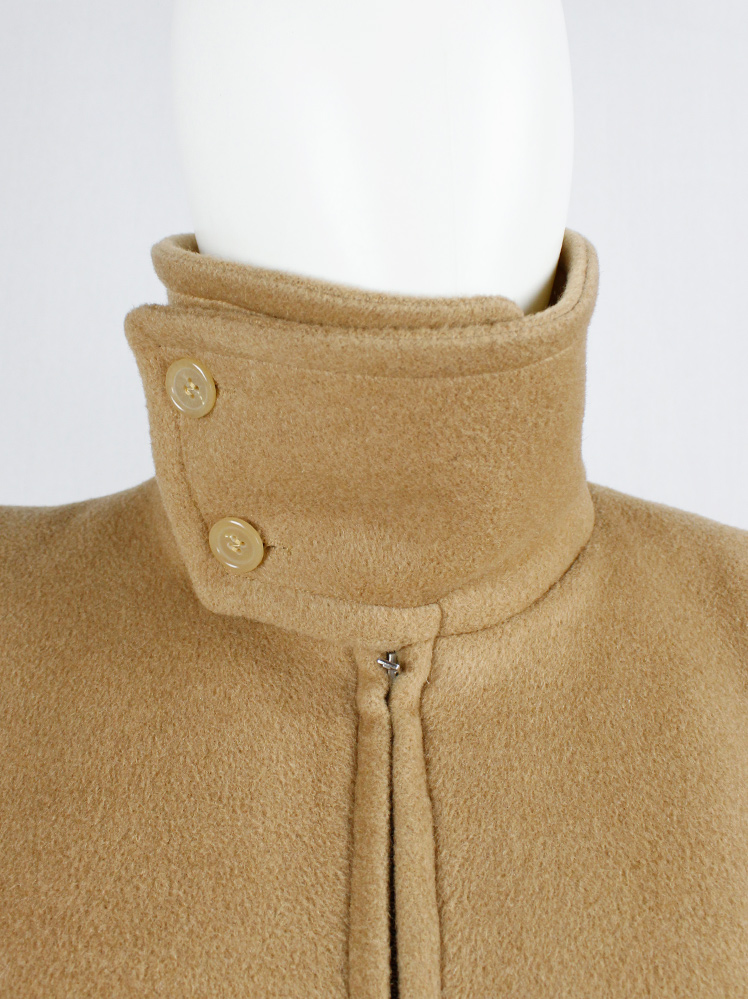 Maison Martin Margiela camel coat with asymmetric collar and large attached pockets fall 1996 (2)