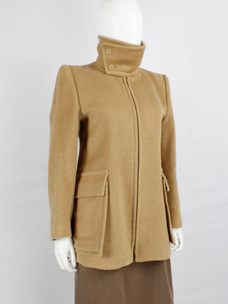 Maison Martin Margiela camel coat with asymmetric collar and large attached pockets fall 1996 (3)
