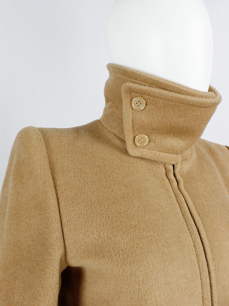 Maison Martin Margiela camel coat with asymmetric collar and large attached pockets fall 1996 (4)
