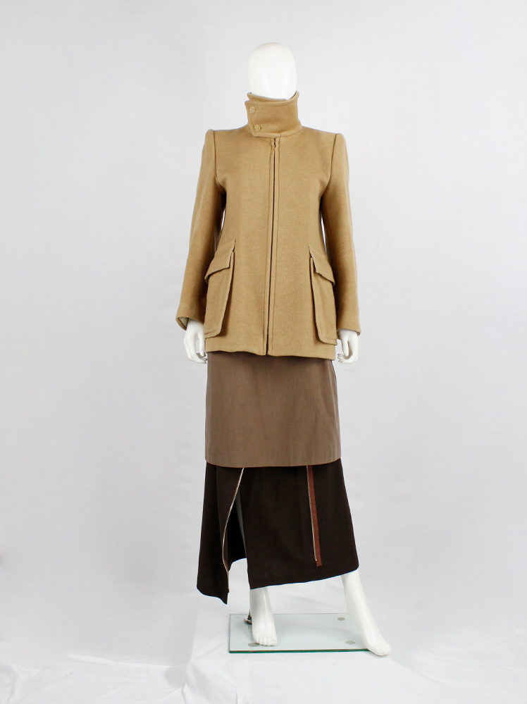 Maison Martin Margiela camel coat with asymmetric collar and large attached pockets fall 1996 (6)