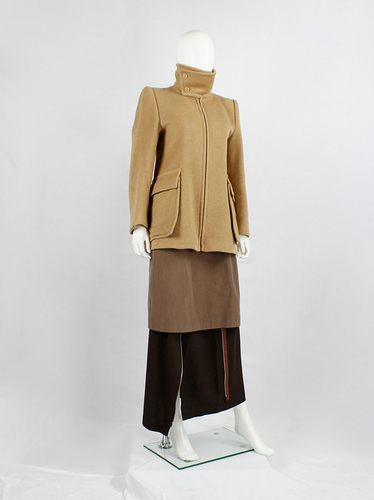 Maison Martin Margiela camel coat with asymmetric collar and large attached pockets fall 1996 (7)