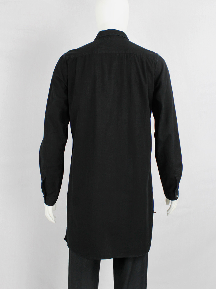 vintage Ann Demeulemeester black mens button-up shirt with longer back (7)