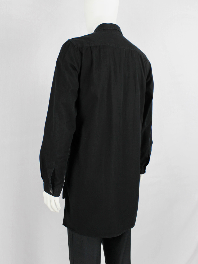 vintage Ann Demeulemeester black mens button-up shirt with longer back (8)