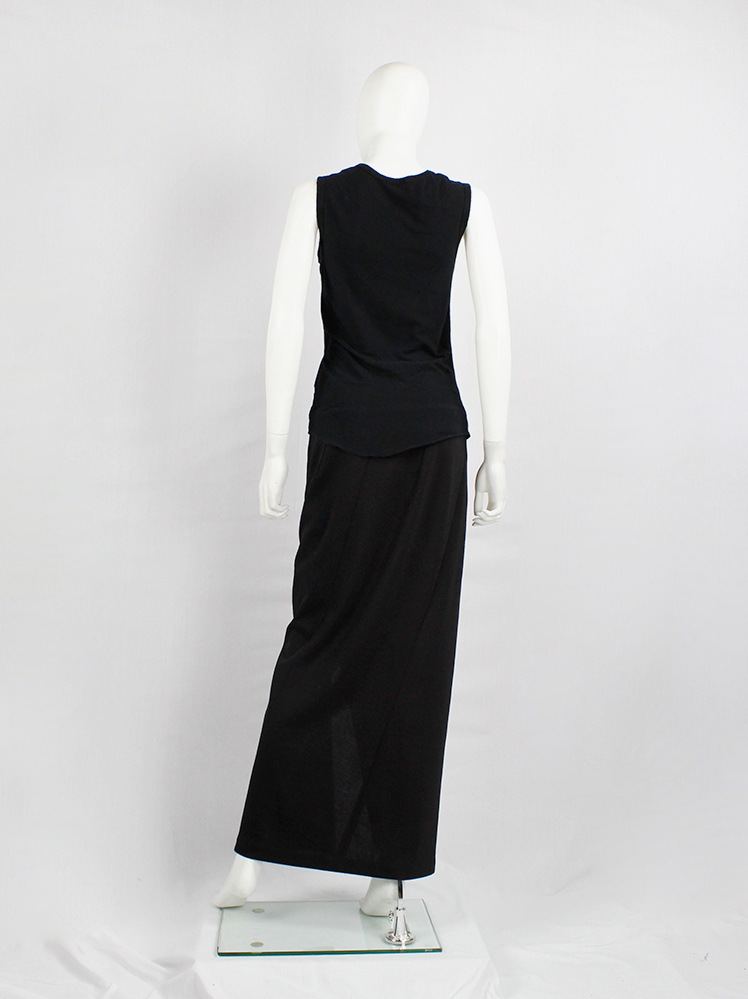 vintage Ann Demeulemeester black twisted maxi skirt with adjustable zipper slit fall 2012 (12)