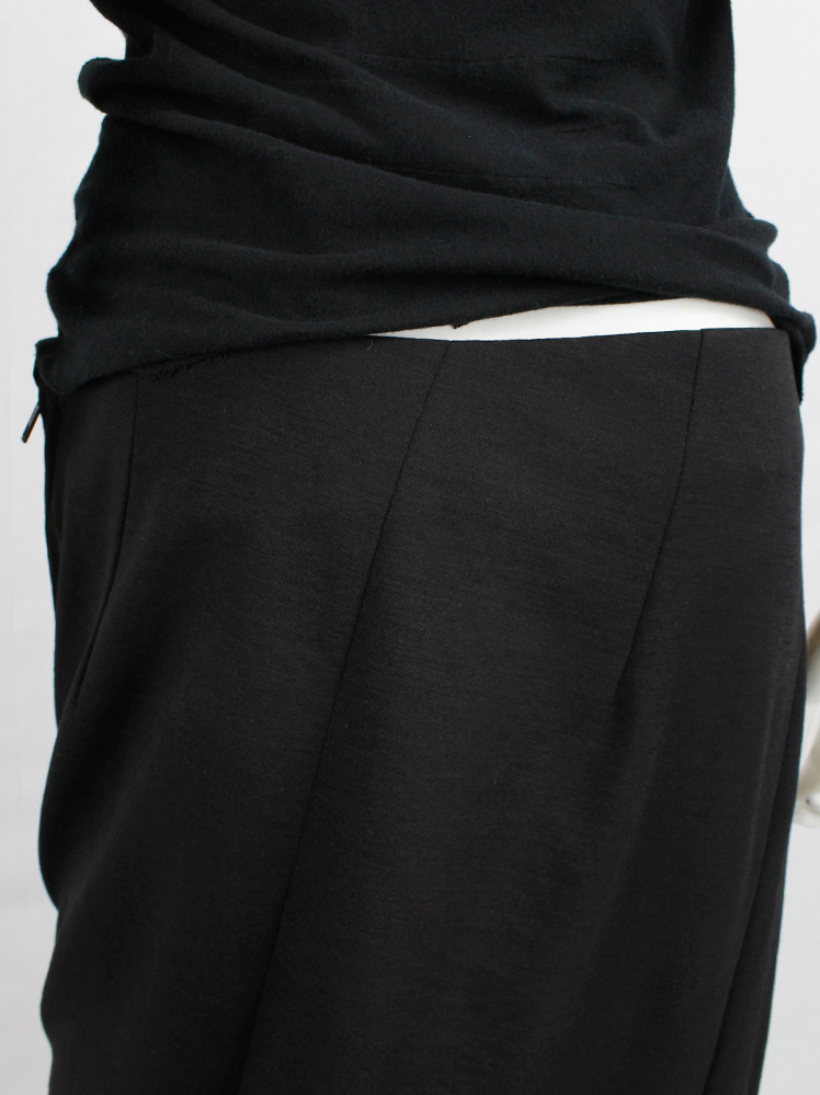vintage Ann Demeulemeester black twisted maxi skirt with adjustable zipper slit fall 2012 (13)