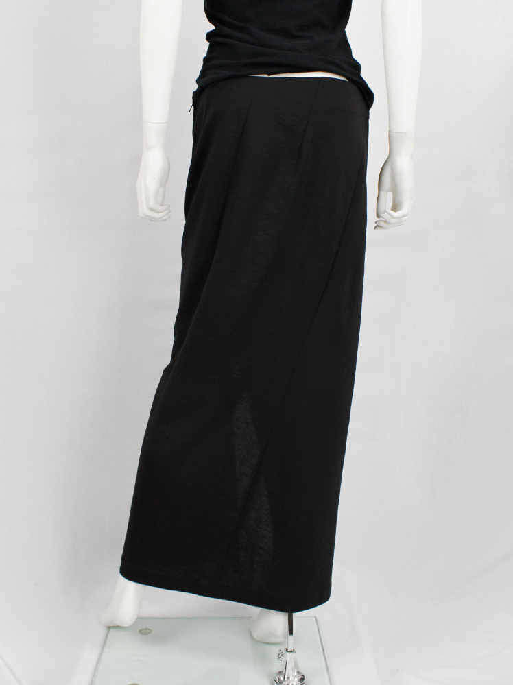 vintage Ann Demeulemeester black twisted maxi skirt with adjustable zipper slit fall 2012 (14)