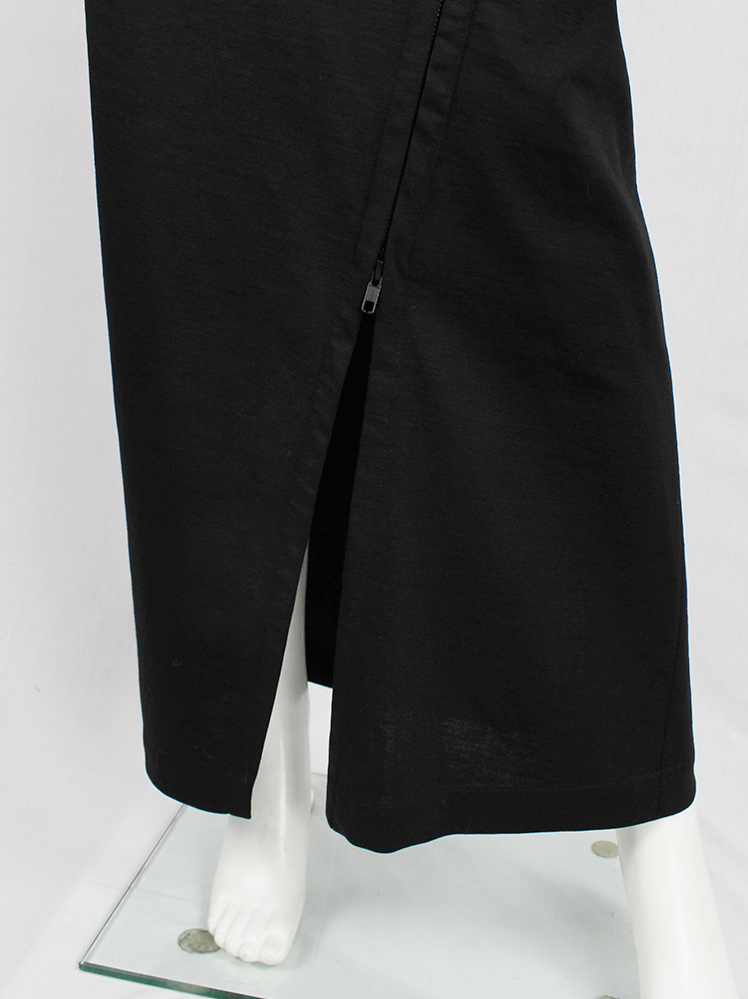 vintage Ann Demeulemeester black twisted maxi skirt with adjustable zipper slit fall 2012 (7)