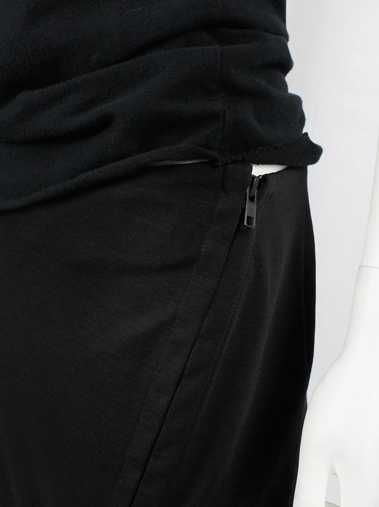 vintage Ann Demeulemeester black twisted maxi skirt with adjustable zipper slit fall 2012 (8)