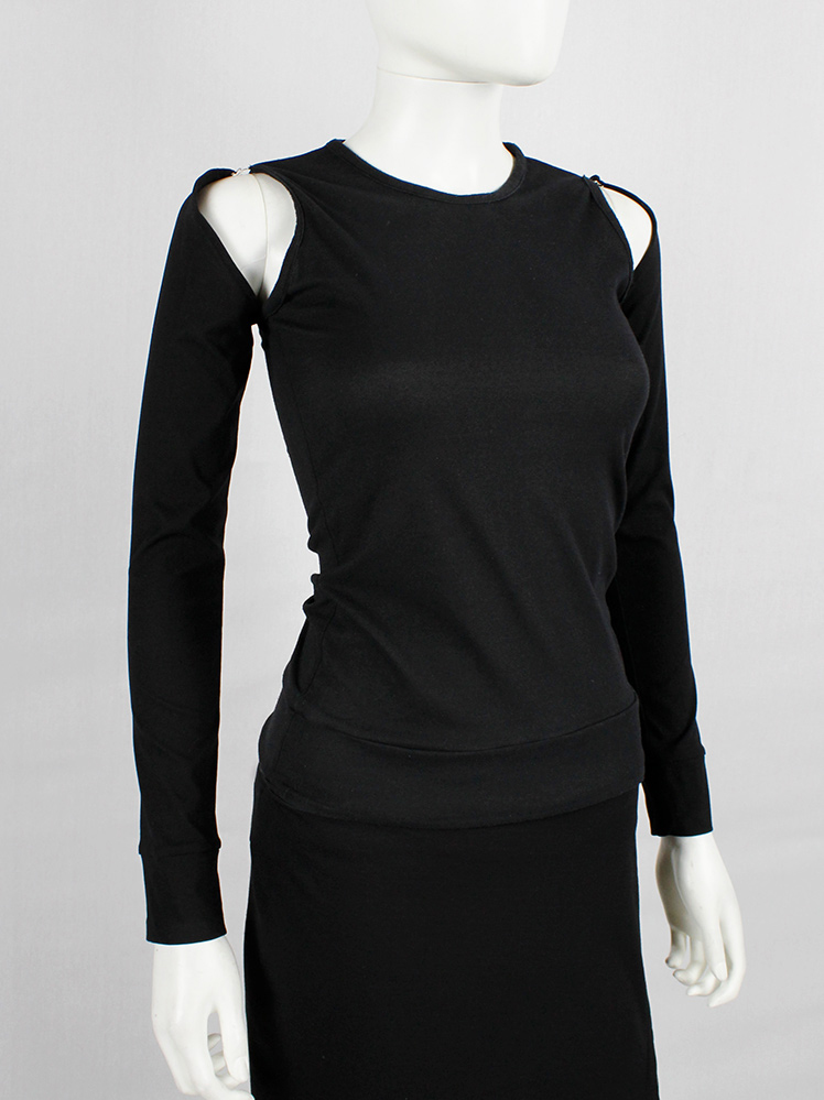 vintage af Vandevorst black sleeveless top with separate detachable sleeves fall 1999 (2)