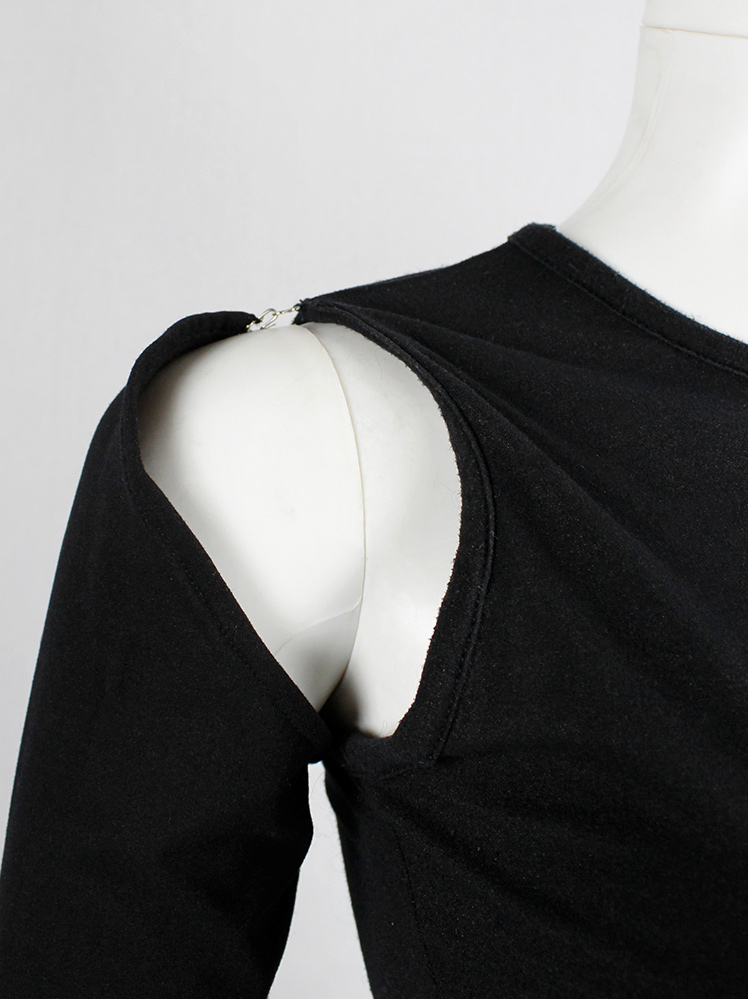 vintage af Vandevorst black sleeveless top with separate detachable sleeves fall 1999 (3)