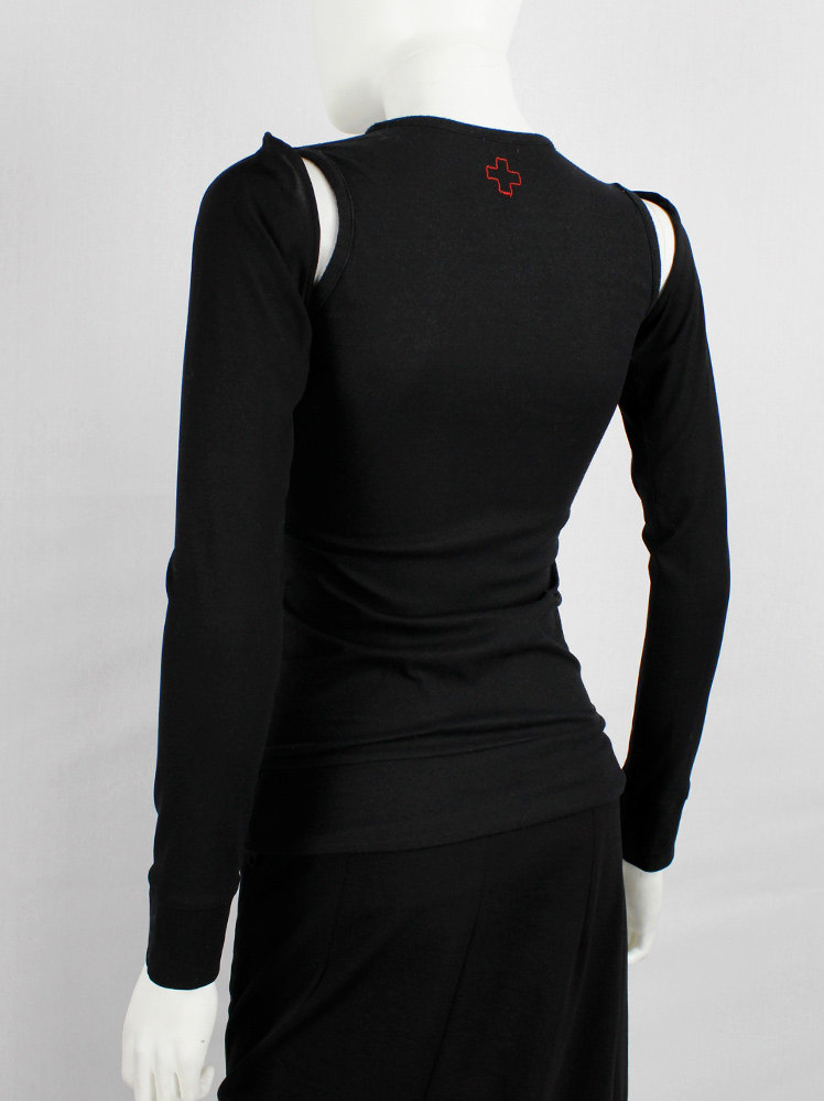 vintage af Vandevorst black sleeveless top with separate detachable sleeves fall 1999 (8)