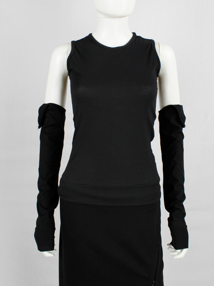 vintage af Vandevorst black sleeveless top with separate detachable sleeves fall 1999 (9)