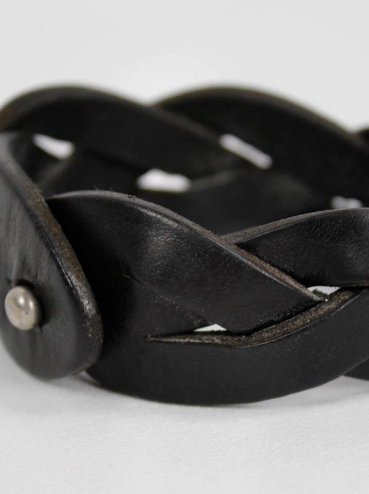 vintage mens Maison Martin Margiela black leather braided bracelet fall 1999 (10)
