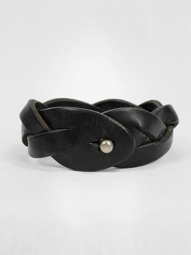 vintage mens Maison Martin Margiela black leather braided bracelet fall 1999 (6)