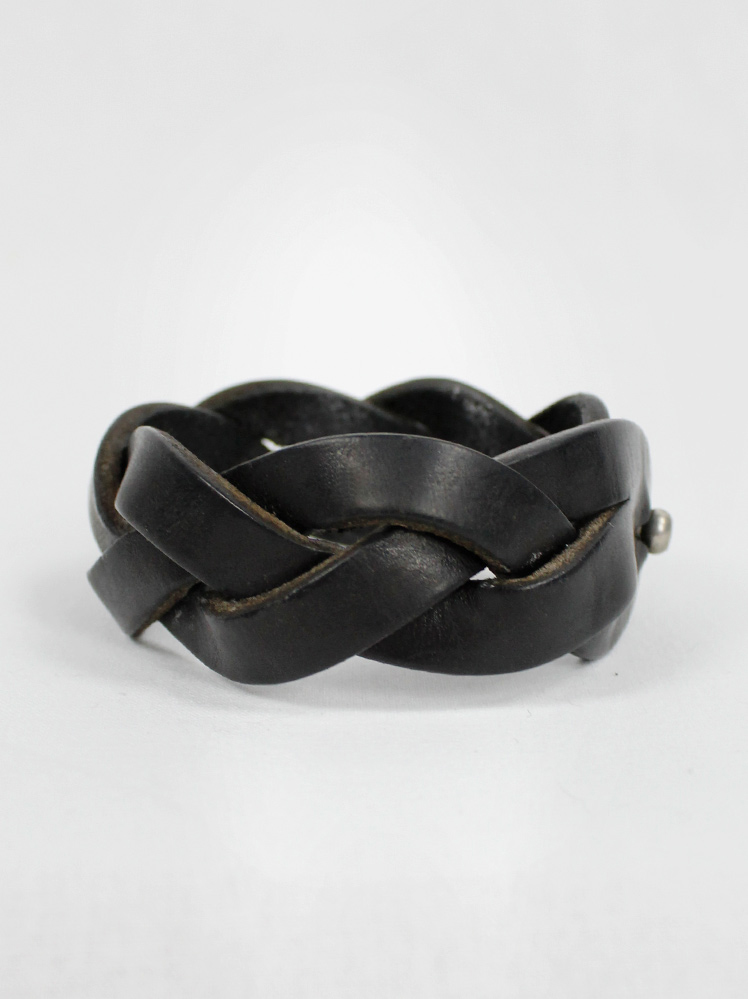vintage mens Maison Martin Margiela black leather braided bracelet fall 1999 (7)