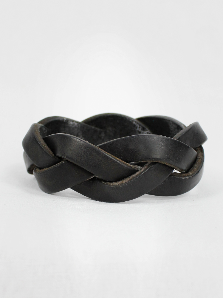 vintage mens Maison Martin Margiela black leather braided bracelet fall 1999 (8)