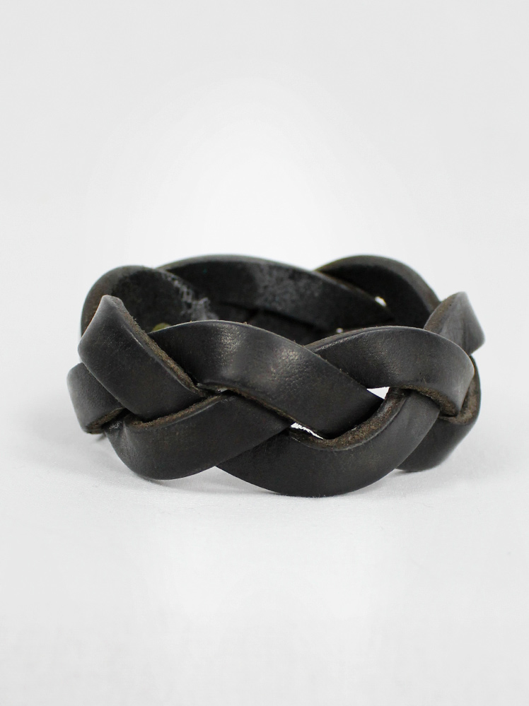 vintage mens Maison Martin Margiela black leather braided bracelet fall 1999 (9)